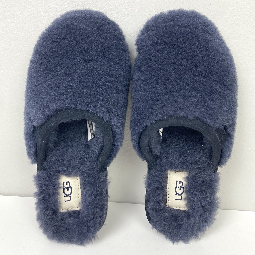 UGG NEW Fluffette Shearling Slide Slippers True Navy Women's Sz 6 Comfy 1102594‎